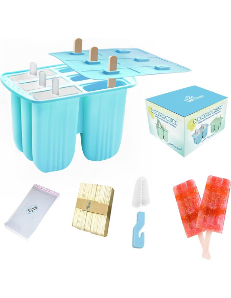 Moldes de Popsicle de Silicona Wpunwen 6 Cavidades Azul Moldes de Popsicle de Silicona Wpunwen 6 Cavidades Azul
