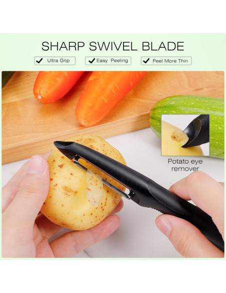 Set de 3 Peladores de Verduras Senbowe - Acero Inoxidable, Negro Set de 3 Peladores de Verduras Senbowe - Acero Inoxidable, Negro
