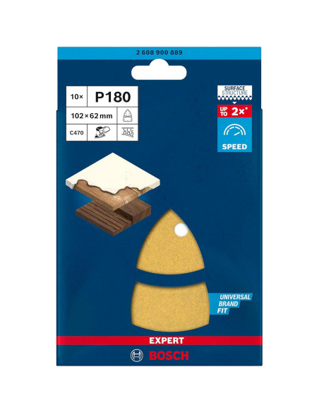 Lija Bosch Expert C470 102x62mm Grano 180 10 piezas Lija Bosch Expert C470 102x62mm Grano 180 10 piezas