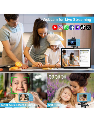 Cámara Digital KLIOMAX KL44MP 44MP FHD 1080P Azul Compacta