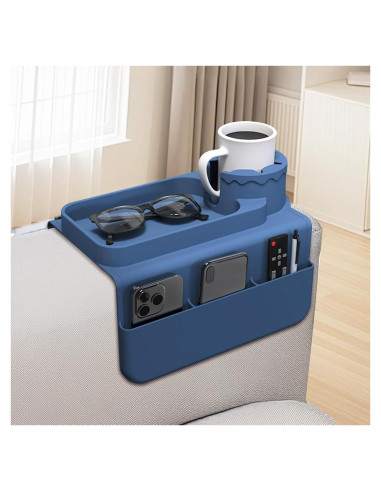Bandeja Soporte para Tazas Sofá PANZIYU Azul Silicona 48x29.5cm