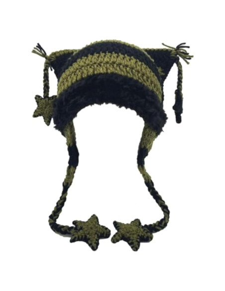 Gorra Beanie Gato Dicusph para Mujeres - Talla Única, Negro Verde Gorra Beanie Gato Dicusph para Mujeres - Talla Única, Negro Verde