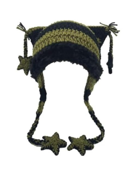 Gorra Beanie Gato Dicusph para Mujeres - Talla Única, Negro Verde Gorra Beanie Gato Dicusph para Mujeres - Talla Única, Negro Verde
