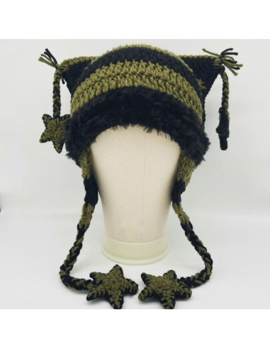 Gorra Beanie Gato Dicusph para Mujeres - Talla Única, Negro Verde