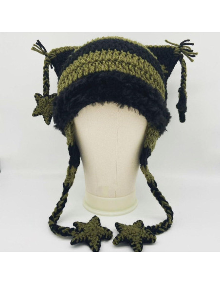 Gorra Beanie Gato Dicusph para Mujeres - Talla Única, Negro Verde Gorra Beanie Gato Dicusph para Mujeres - Talla Única, Negro Verde