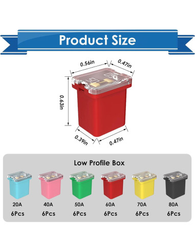 Kit de Fusibles Jcase Eoppen 36 Piezas 20A a 80A para Autos