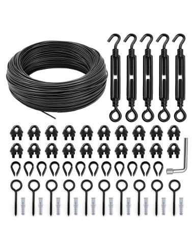 Kit de Cuerda para Luces Colgantes Yulexin 30.48 m Negro