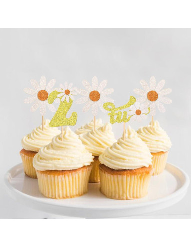 Paquete de 24 Topper de Cupcake Daisy Keaziu Decoración Fiesta