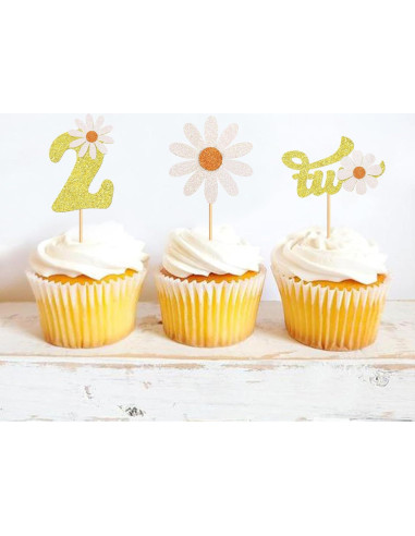 Paquete de 24 Topper de Cupcake Daisy Keaziu Decoración Fiesta