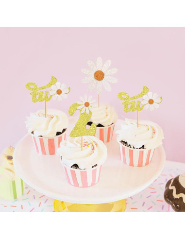 Paquete de 24 Topper de Cupcake Daisy Keaziu Decoración Fiesta