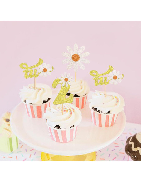 Paquete de 24 Topper de Cupcake Daisy Keaziu Decoración Fiesta Paquete de 24 Topper de Cupcake Daisy Keaziu Decoración Fiesta