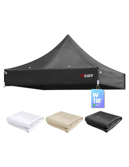 Techo de Carpa Plegable 10x10 CLAETF Negro Impermeable Techo de Carpa Plegable 10x10 CLAETF Negro Impermeable