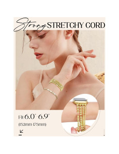 Pulsera de cuentas doradas JR.DM para Apple Watch 38-46mm 2