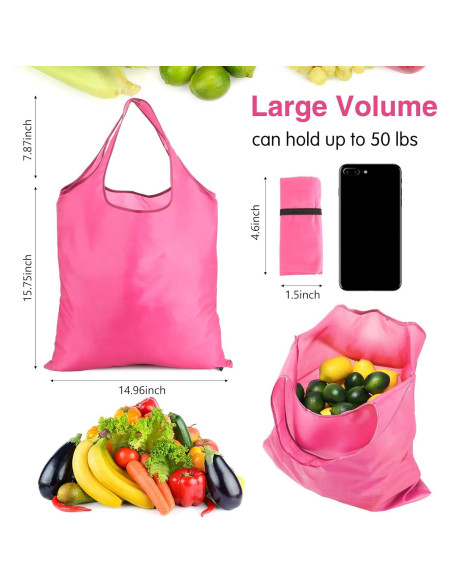Bolsas de Compras Reutilizables Silkfly 24 Pcs Rosa 40.64x38.1 cm Bolsas de Compras Reutilizables Silkfly 24 Pcs Rosa 40.64x38.1 cm