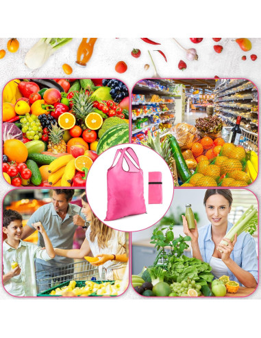 Bolsas de Compras Reutilizables Silkfly 24 Pcs Rosa 40.64x38.1 cm