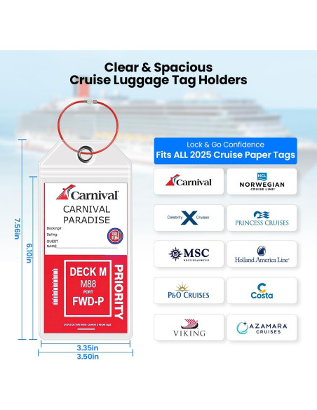 6 Etiquetas de Equipaje Transparentes HONIZER para Cruceros 6 Etiquetas de Equipaje Transparentes HONIZER para Cruceros