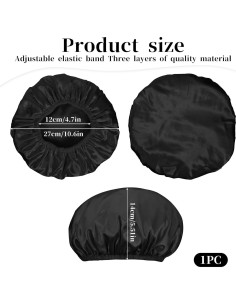 Gorro de Ducha Reutilizable BOHUIZ Negro 3 Capas Impermeable 2