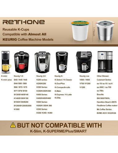 Filtros de Café Reutilizables RETHONE K Cup Acero Inoxidable