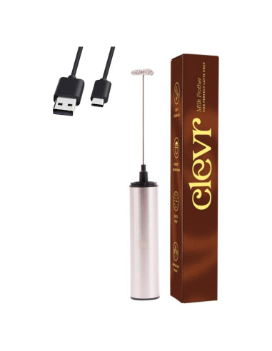 Espumador de Leche Clevr CBMF100 Acero Inoxidable Recargable