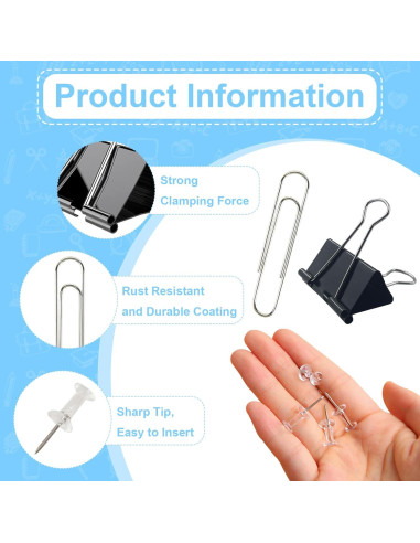 Clips de Papel y Carpeta LyBlissor 240 PCS Variados