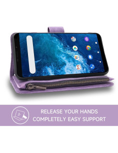 Funda de Cuero Premium Dibosom para Cricket Innovate E 5G Púrpura 2