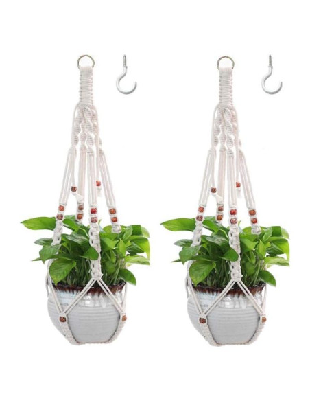 Soportes de Macramé para Plantas Belit - 2 Piezas Beige 64.77 cm Soportes de Macramé para Plantas Belit - 2 Piezas Beige 64.77 cm