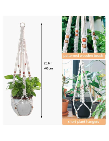 Soportes de Macramé para Plantas Belit - 2 Piezas Beige 64.77 cm