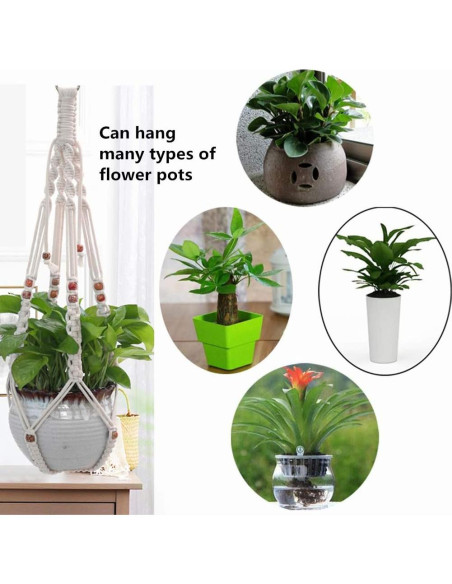 Soportes de Macramé para Plantas Belit - 2 Piezas Beige 64.77 cm Soportes de Macramé para Plantas Belit - 2 Piezas Beige 64.77 cm