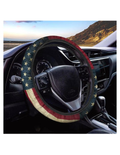 Cubierta de Volante Yewattles Bandera Americana 38 cm Universal