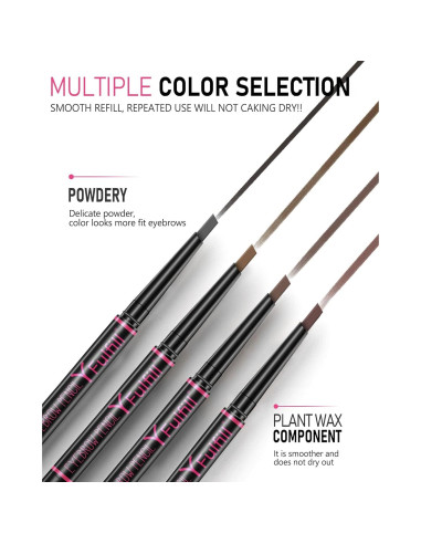 Lápiz de Cejas Impermeable Yfulfill Gris 0.5mm Doble Extremo