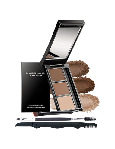 Kit de Maquillaje para Cejas LYSdefeu - Paleta 3 Colores a Prueba de Agua