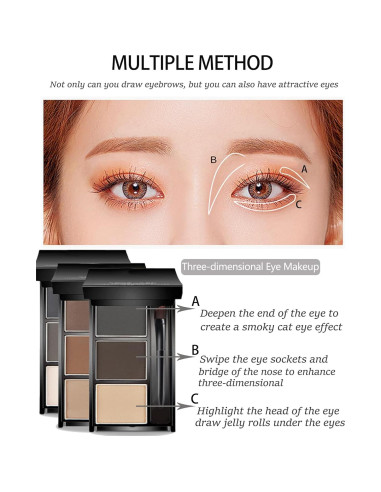 Kit de Maquillaje para Cejas LYSdefeu - Paleta 3 Colores a Prueba de Agua