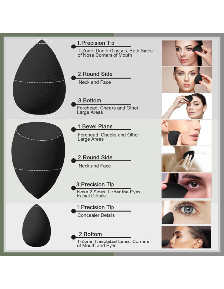 Juego de 17 Esponjas de Maquillaje Auroray - Negro Juego de 17 Esponjas de Maquillaje Auroray - Negro