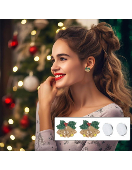 Conjunto 12 Pares Pendientes Magnéticos de Navidad Spiritlele Conjunto 12 Pares Pendientes Magnéticos de Navidad Spiritlele