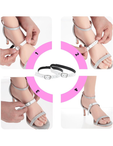 Cintas de Zapatos Desmontables PU Negro para Tacones Altos