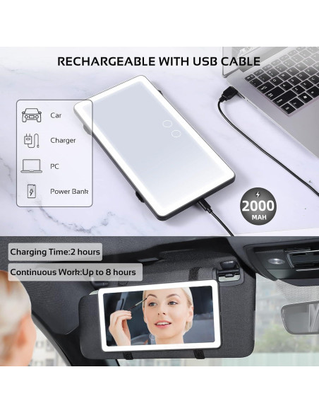 Espejo de Visera de Sol Vanmirr VM08-2 con Luz LED Regulable Espejo de Visera de Sol Vanmirr VM08-2 con Luz LED Regulable