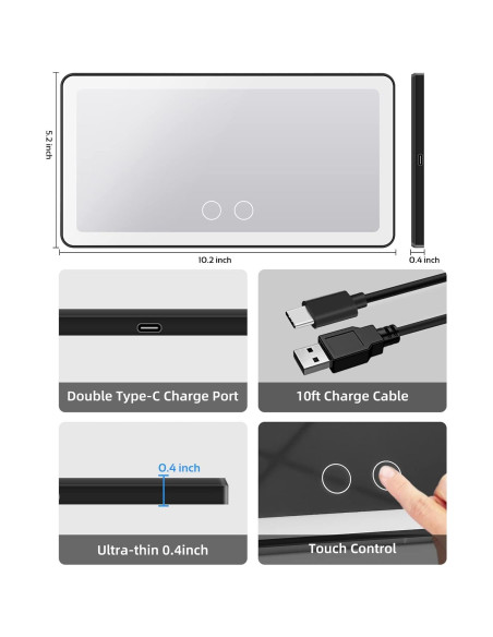 Espejo de Visera de Sol Vanmirr VM08-2 con Luz LED Regulable Espejo de Visera de Sol Vanmirr VM08-2 con Luz LED Regulable