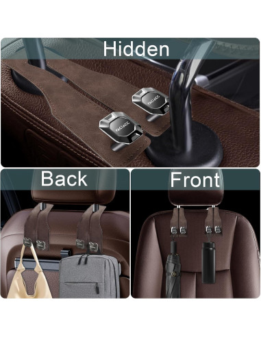 Ganchos para Reposacabezas de Coche FACIACC 4 Pack Marrón