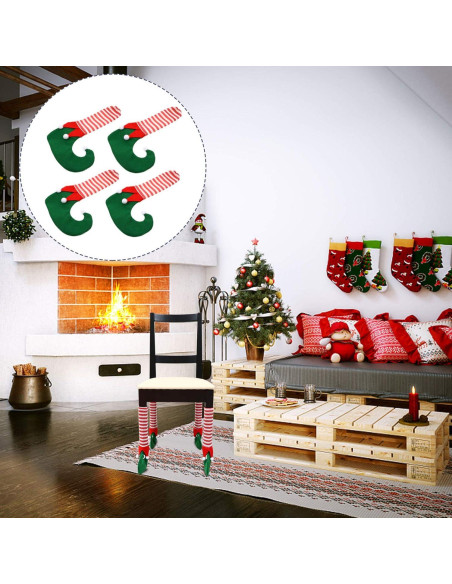 8 Piezas Calcetines Decorativos para Patas de Muebles Navidad 8 Piezas Calcetines Decorativos para Patas de Muebles Navidad