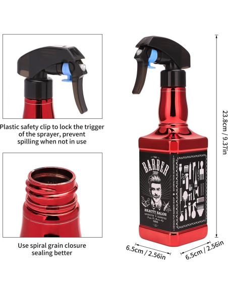 Botella de Spray para Cabello ZIBARBER 500ml Rojo Botella de Spray para Cabello ZIBARBER 500ml Rojo