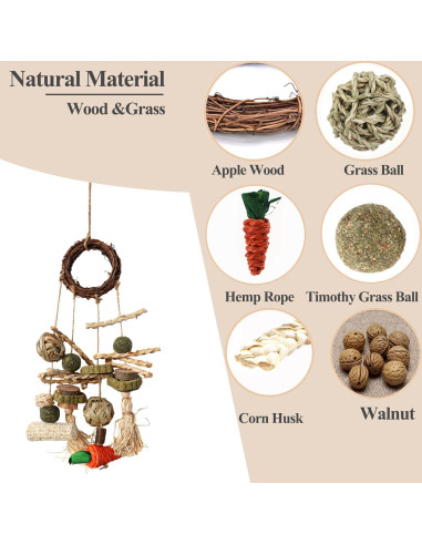 Juguetes de Masticar para Conejos HERCOCCI - 2 Piezas Naturales