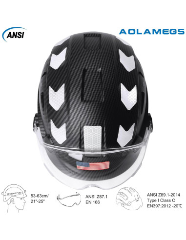Casco de seguridad Aolamegs fibra de carbono negro con visera