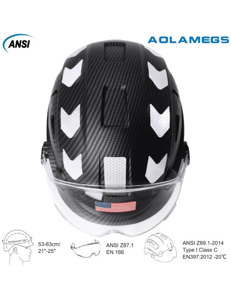 Casco de seguridad Aolamegs fibra de carbono negro con visera Casco de seguridad Aolamegs fibra de carbono negro con visera
