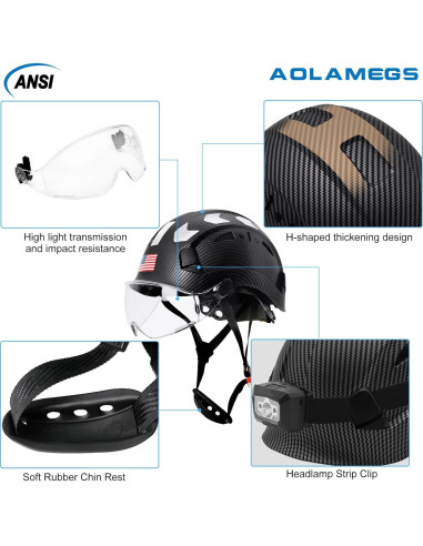Casco de seguridad Aolamegs fibra de carbono negro con visera