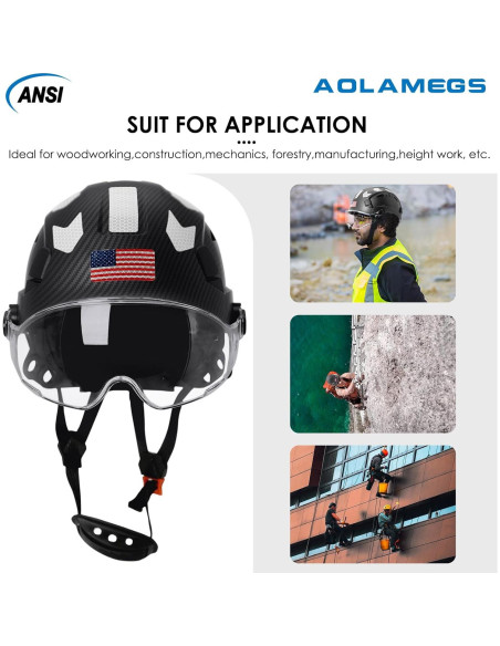 Casco de seguridad Aolamegs fibra de carbono negro con visera Casco de seguridad Aolamegs fibra de carbono negro con visera