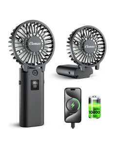 Ventilador Recargable de Mano Clemas 10400mAh Plegable USB-C