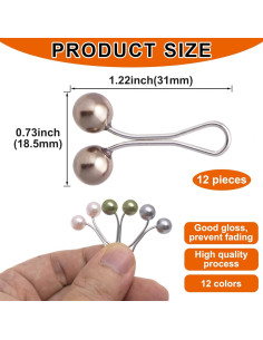 12 Alfileres de Hijab Metal y Perlas Sintéticas para Mujeres 2