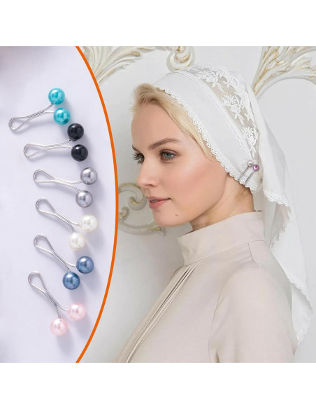 12 Alfileres de Hijab Metal y Perlas Sintéticas para Mujeres 12 Alfileres de Hijab Metal y Perlas Sintéticas para Mujeres