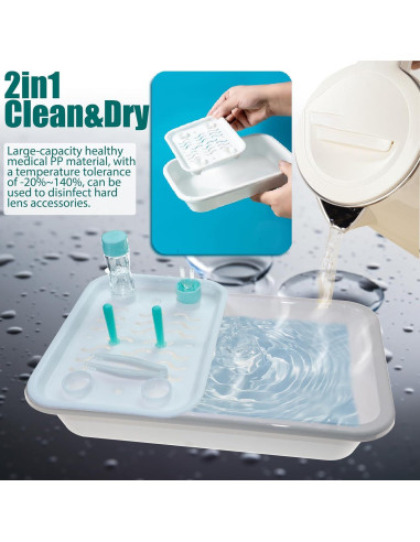 Kit de limpieza y almacenamiento de lentes RGP Eagosion 2 en 1