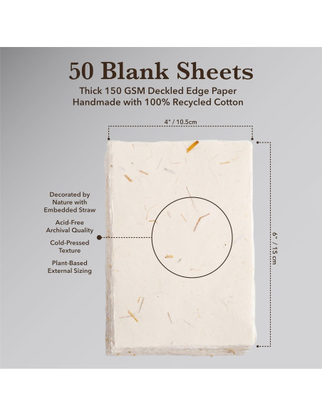 Papel Acuarela Hecho a Mano Wanderings 150 GSM 50 Hojas A6 Papel Acuarela Hecho a Mano Wanderings 150 GSM 50 Hojas A6